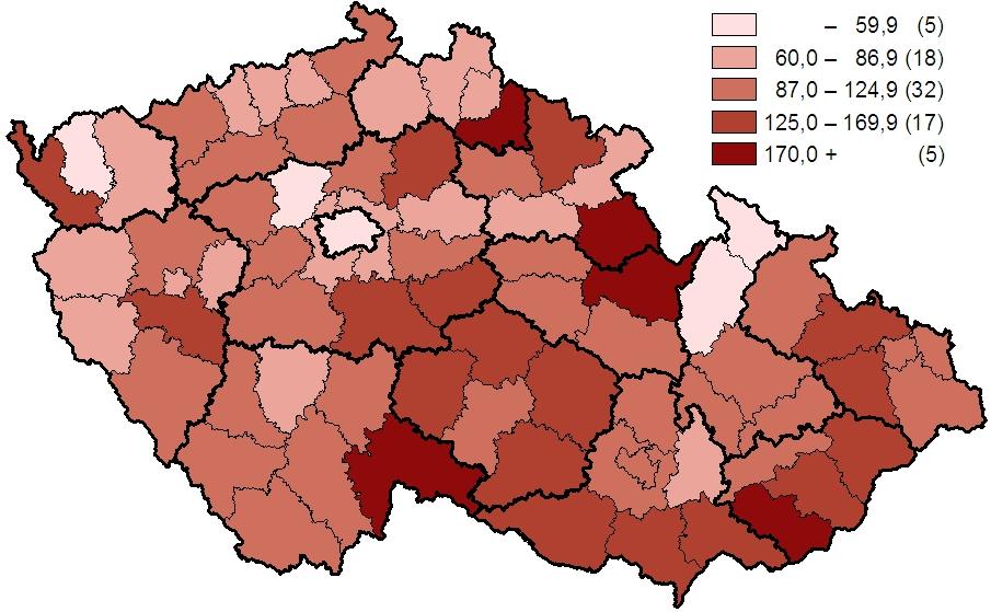 9. Výskyt salmonelózy (A02) v okresech