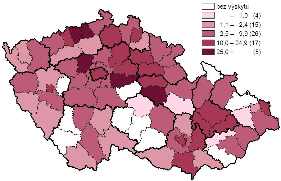 13. Výskyt akutní virové hepatitidy typu A (B15) v