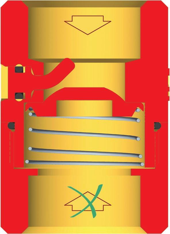 Zpětný ventil Modul PAW.HeatBloC je vybaven zpětným ventilem D-1 (otevírací tlak 200 mm vodního sloupce), instalovaným na zpětném potrubí.