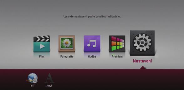 20 Systémové nastavení Nastavení Přizpůsobení nastavení SETUP Můžete změnit nastavení přehrávače pomocí nabídky [Nastavení]. 1. Stiskněte HOME ( ).