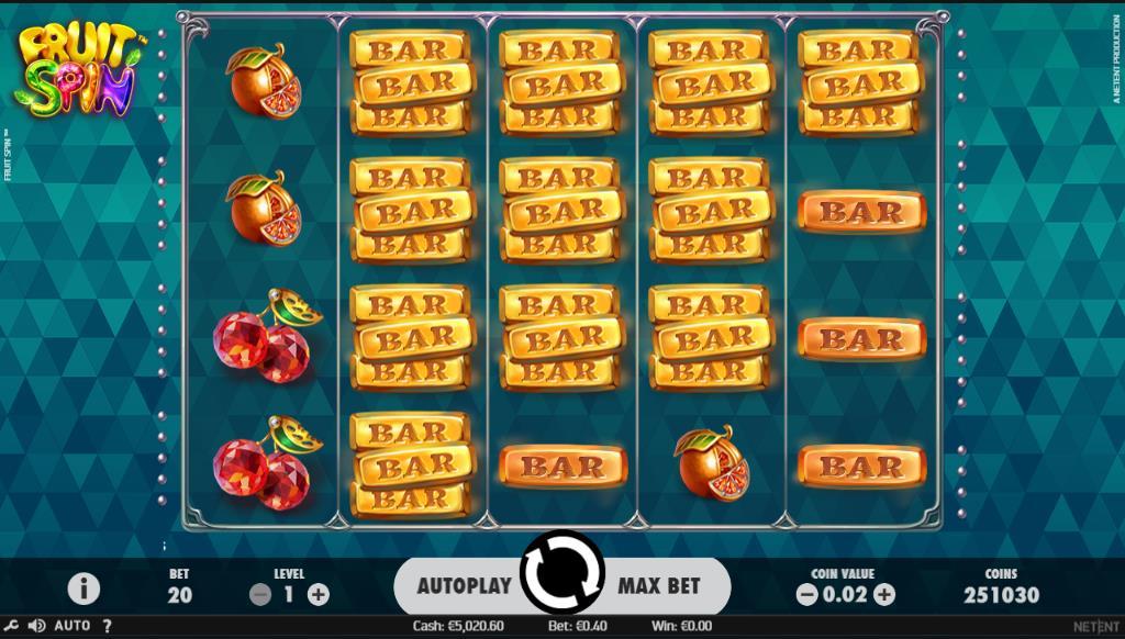 FRUIT SPIN Typ hry: Návratnost hráči: 96,84 Výherní video automat Vítejte ve hře Fruit Spin, nejnovější a zábavné hře od společnosti NetEnt, ve které jsou válce obsazeny třpytivými zlatými,