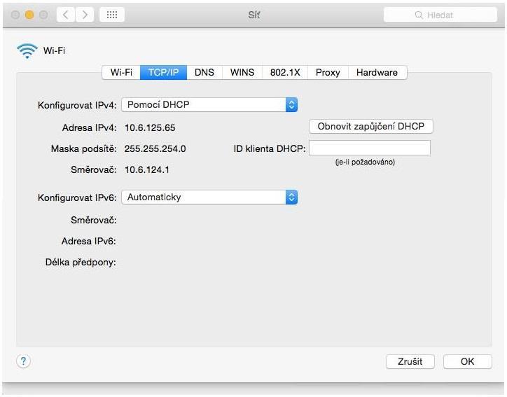 Řešení 50 Obr. 20 Nastavení dynamického přidělení IPv6 adresy na Mac OS X 8.