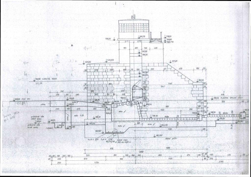 y r a v a l K D V ROZMÍSTĚNÍ VRTŮ - PRAVÝ ŘÍČNÍ PILÍŘ 1 2 190,30 m 