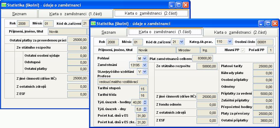 Obr. 110 Evidence o zaměstnancích P104 3.20.3. Převod statistických souborů (P104) Statistika (P104) vytvoření TXT souboru k předání po vyplnění následného dialogu, v němž zadáte resp.