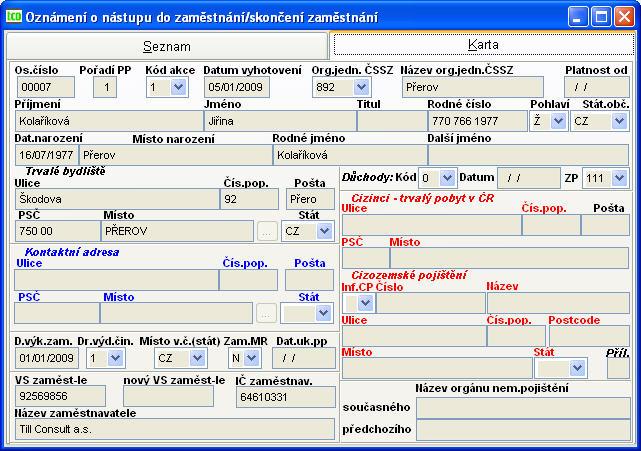 Export dat pro ZP Nabízí možnost uložení již vytvořeného souboru změn na disk (adresář zadaný v Nastavení Technické parametry Adresář pro přenosy (export) dat) ve tvaru datového rozhraní předepsanou