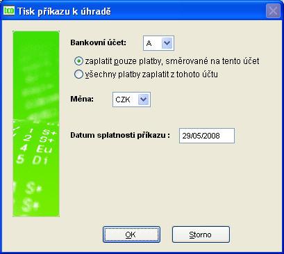 všechny platby zaplatit z tohoto účtu zaplatí se všechny platby ze zvoleného účtu bez ohledu, pro který účet byla platba původně vygenerovaná. Obr.