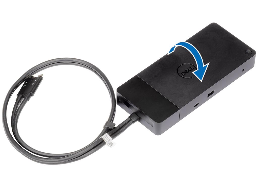 Vyjmutí modulu kabelu USB typu C 8 Dokovací stanice Dell Performance WD19DC se dodává s připojeným kabelem USB typu C.