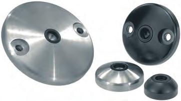 K0416 Kruhové základny ke kloubovým nožkám ze zinkové slitiny nebo z nerezu A 18 B 20 Kruhová základna tlakový zinkový odlitek nebo nerezová ocel 1.4305.