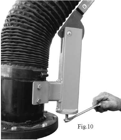 molla, visibile in fig.10. Ruotando la vite in senso orario aumenta la forza necessaria per manovrare il braccio. 4.