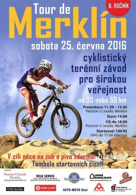 25. června 2016 Sobota 25. 6. 2016 patřila v plzeňském Merklíně 8. ročníku cyklistického terénního závodu pro širokou veřejnost Tour de Merklín.
