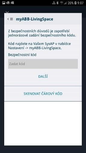 - Pokud k vzájemné výměně bezpečnostního kódu nedojde automaticky nebo zařízení nejsou umístěna ve stejné síti, vyzve vás aplikace k zadání unikátního bezpečnostního kódu