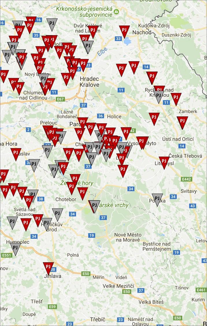 Zobrazení sídel vojska na