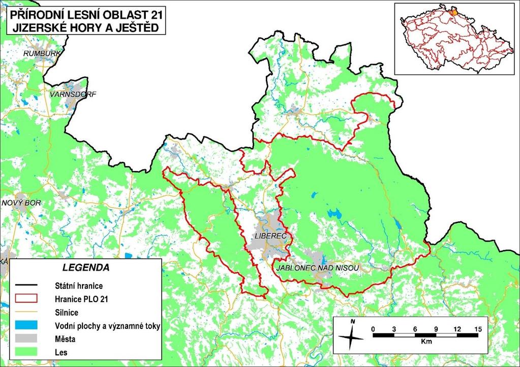 3 Základní charakteristiky Celková plocha přírodní lesní oblasti ( je 53 673 ha, tj. 0,7 % rozlohy území České republiky (ČR). PLO je souvislé území s obdobnými přírodními podmínkami.