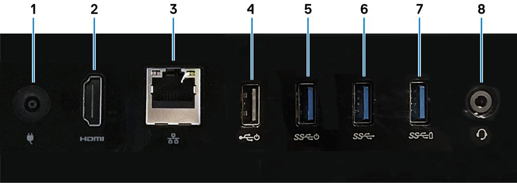 2 Zadní panel Slouží k připojení napájení, zařízení s rozhraním USB, zvukových a dalších zařízení. 3 Regulatorní štítek Obsahuje regulatorní údaje o počítači.