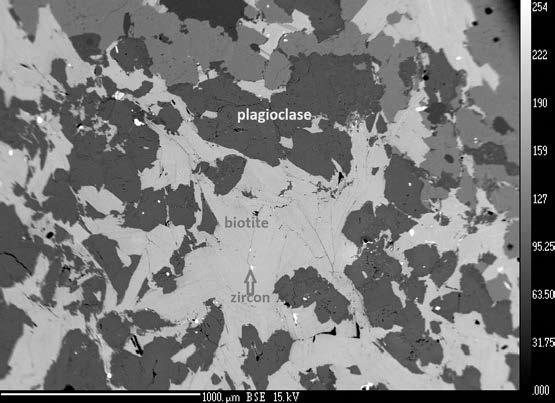 The chemical composition of the accessory mineral monazite was analysed.