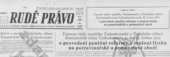 Krize režimu = krize kolektivizace Měnová reforma v roce 1953 způsobila, že lidé přestali mít dostatečný kapitál a byly jim sníženy úspory v bankách a spořitelnách.
