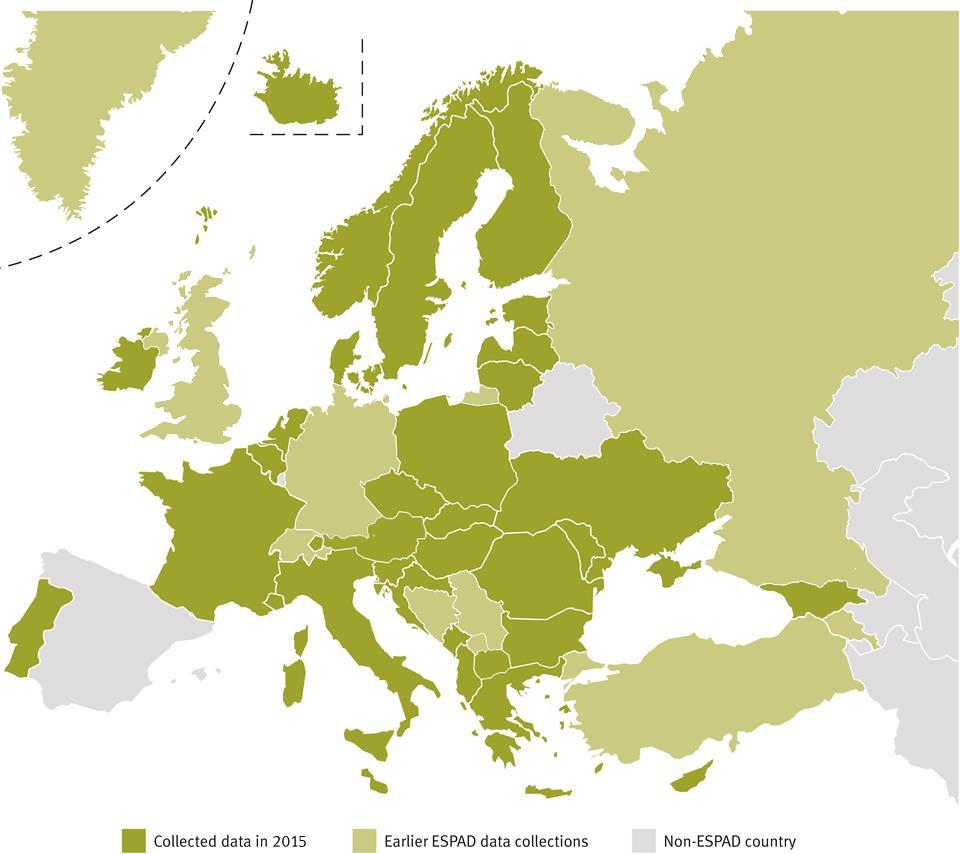 Realizace studie 1995 2015 1995 26 1999 30 2003 35 2007 35 2011 39 2015 35 46 zemí se účastnilo alespoň jedné vlny studie ESPAD 21