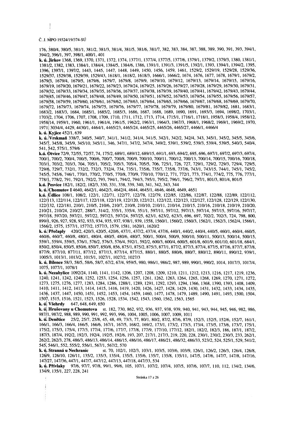Č. J. MPO 19324/19/374-SÚ 176, 380/4, 380/5, 381/1, 381/2, 381/3, 381/4, 381/5, 381/6, 381/7, 382, 383, 384, 387, 388, 389, 390, 391, 393, 394/1, 394/2, 396/1, 397, 398/1, 400/1,401 k.ú.
