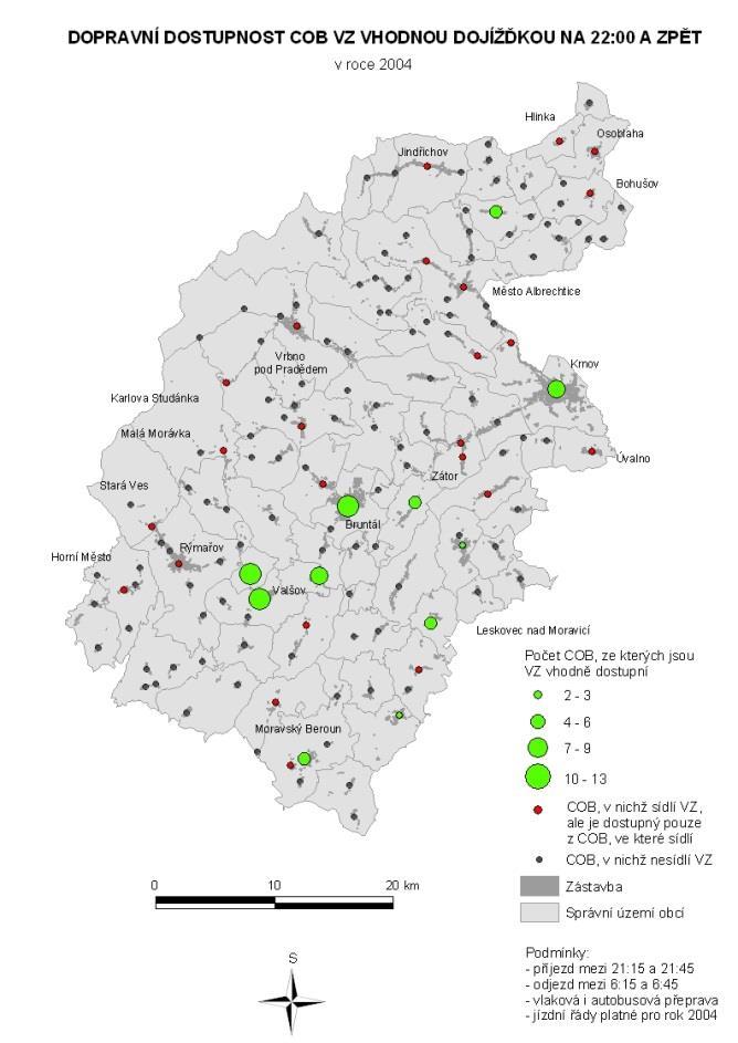 5-7 Dopravní dostupnost částí obcí