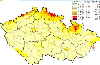 (depozice v horách mohou být i vyšší, protože nebyly zahrnuty horizontální