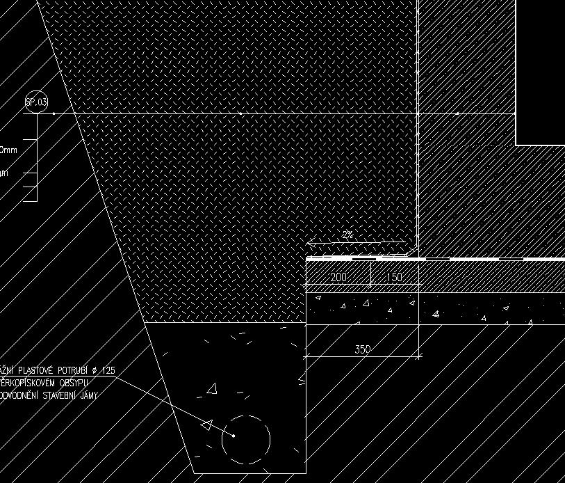 Bakalářská práce ČVUT v raze, Fakulta stavební Marek Buchtele 2017 - Detail 29 o Chybějící spád k drenážnímu potrubí