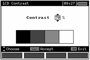 2 Tlačítky, zvolte požadovanou položku. Položku vyvolejte stisknutím tlačítka ENTER. 2.3.1 Kontrast LCD displeje 1 2 Tlačítky, zvolte hodnotu kontrastu.