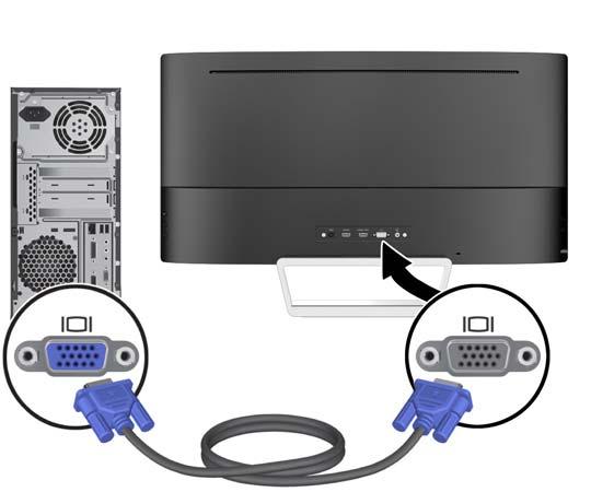 Připojení kabelů POZNÁMKA: Monitor je dodáván s vybranými kabely. Ne všechny kabely uvedené v této části jsou dodávány s monitorem. 1.