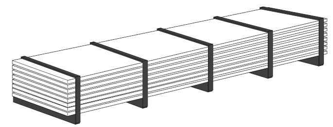 DOPRAVA A SKLADOVÁNÍ Sálavé panely Sabiana jsou dodávány na dřevěné paletě. Jednotlivé panely jsou odděleny papírem či kartonem pro ochranu proti poškození otěrem.