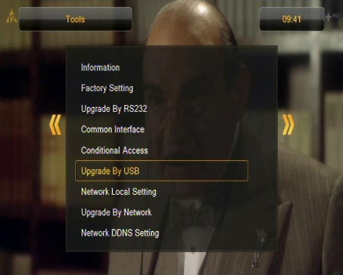 5 Aktualizace přes USB Toto menu slouží k aktualizaci přijímače.