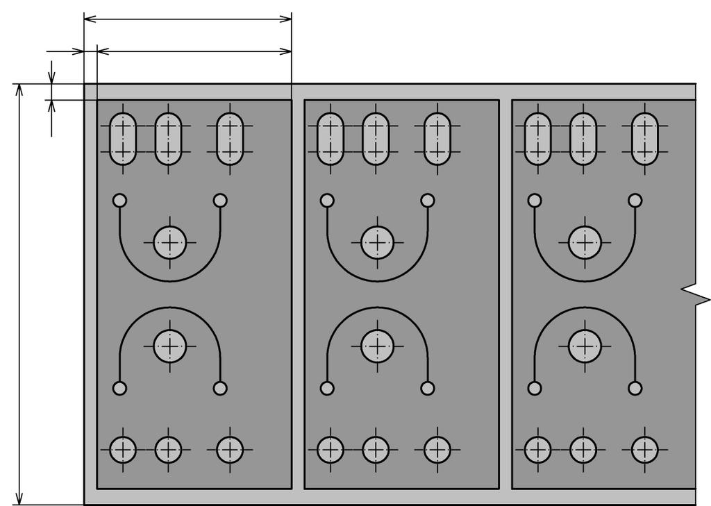 B f Největší rozměr součásti: bs = 120 mm Velikost okraje: f = 5 mm Šířka svitku plechu: B = f + bs + f = 5 + 60 + 5 = 130 mm Velikost můstku: e = 4 mm Velikost kroku: K = e + l = 4 + 60 = 64 mm e k