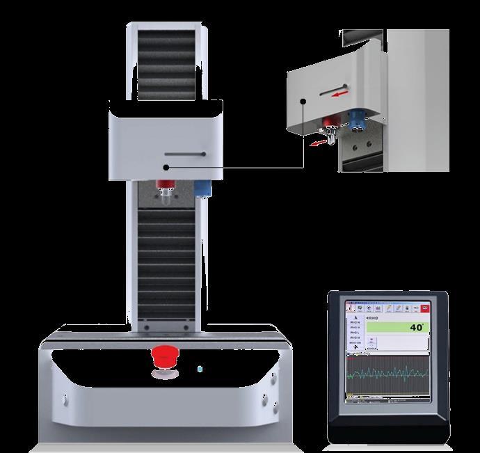Dotykový LCD panel. Automatická detekce vzorku. Aplikace zatížení pomocí uzavřené silové smyčky. Vysoká přesnost, 0.1 Shore a 0.01 IRHD.
