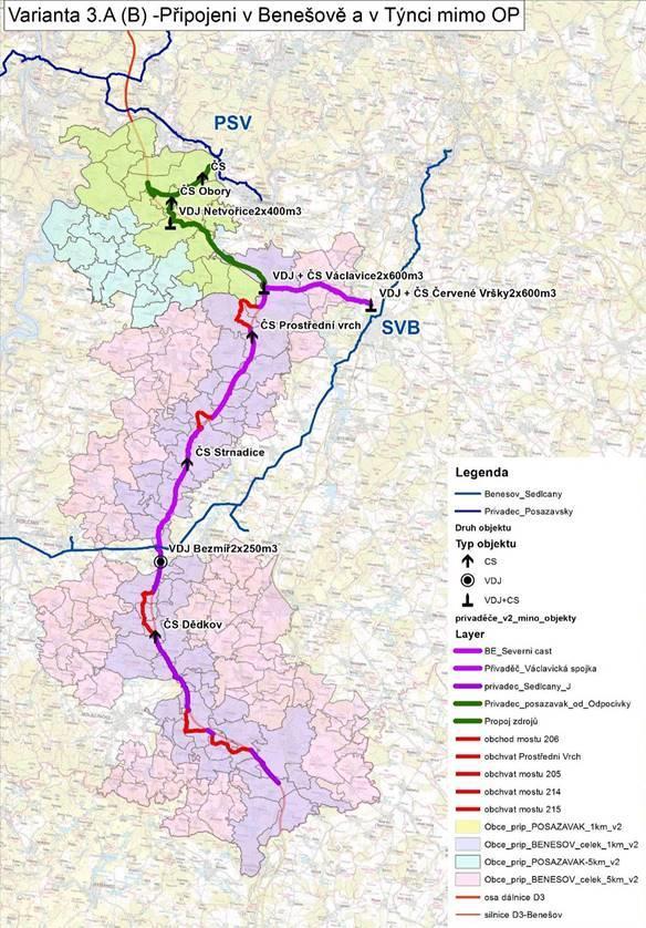 19 Vodovod v koridoru dálnice D3 Připojení na Posázavský skupinový vodovod v Týnci nad Sázavou a na Skupinový vodovod Benešov u vodojemu Červené vršky v