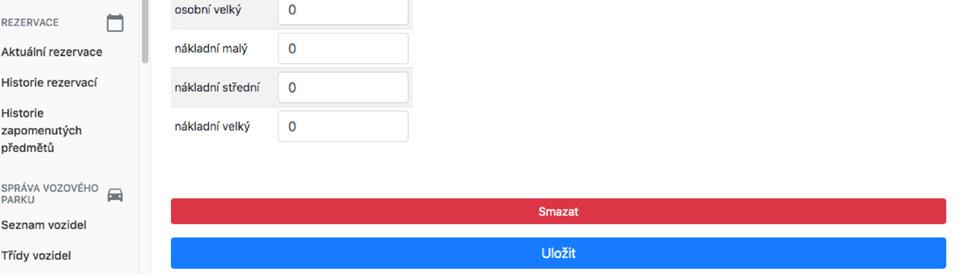 Pomocí tlačítka Smazat je možné odstranit zónu ze seznamu.