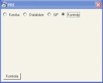 1. Spustí se funkce Kontrola, 2. Potvrdí se funkce stiskem tlačítka <Data>. Musí být definován soubor nastav.pre, kde je definováno co se má kontrolovat. Popis souboru nastav.pre. Řádky musí obsahovat všechny údaje.