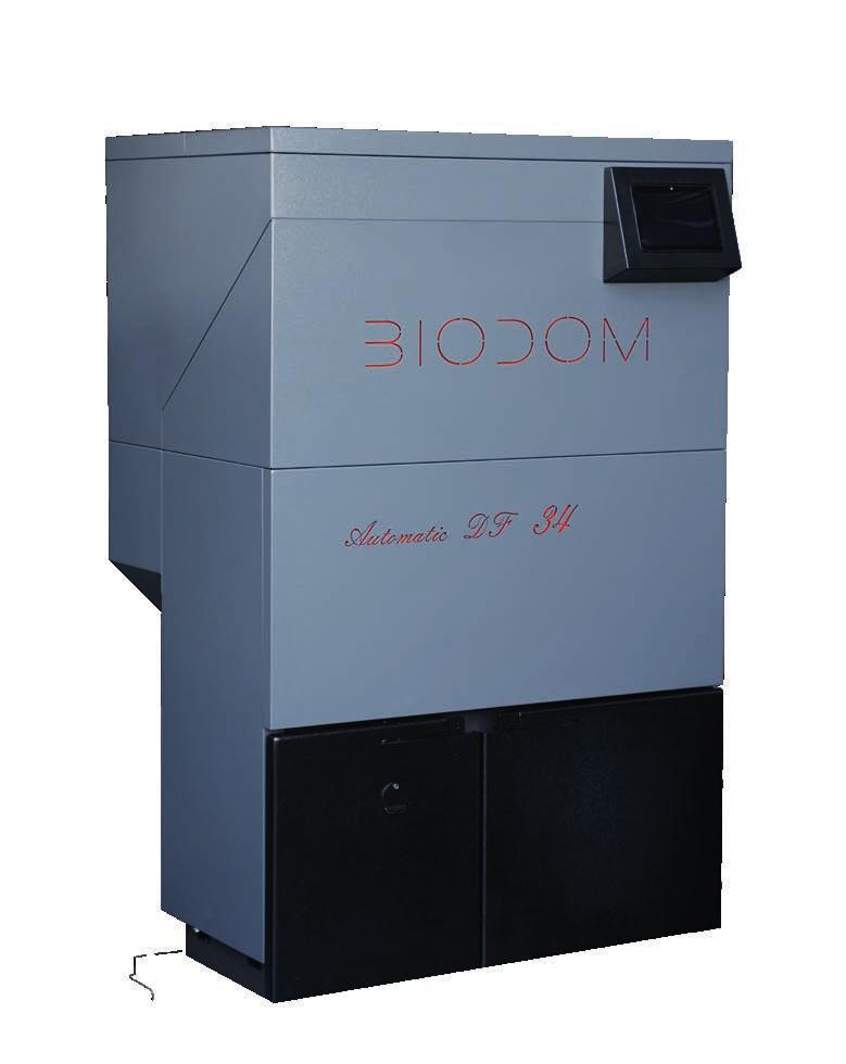 Má také dotykový displej, který umožňuje snadný přístup k provozu přístroje Biodom 27 A. Ruční čištění se doporučuje po 2 až 2,5 tunách pelet.