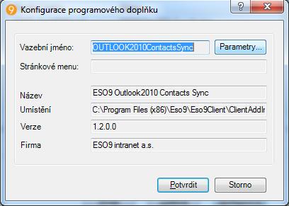 Dojde k otevření dalšího okna, v kterém je zobrazena konfigurace doplňku lze zde
