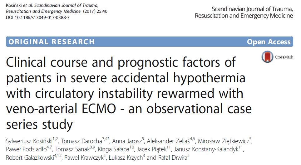 Nejsou detailní indikace ECMO u pacientů s těžkou hypotermií s oběhovou nestabilitou, bez zástavy oběhu 13 pacientů, přežilo 9 sledování hemodynamických parametrů,