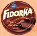 Fidorka hořká s čokoládovou náplní 30 g Fidorka mléčná malinová 30 g