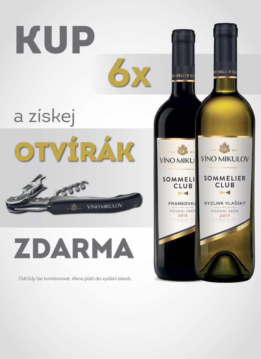 Víno Mikulov Sommelier Club pozdní sběr Ryzlink rýnský, Ryzlink vlašský, Rulandské bílé, Müller Thurgau, Rulandské šedé, Chardonnay, Sauvignon,