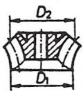 outlet diameter D, to the inlet or eye diameter D decreases and it becomes.