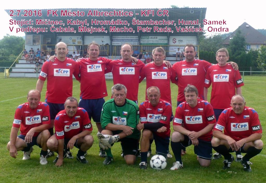 2.7.2016 FK Avízo Město Albrechtice KFI ČR 2:2 (penalty 3:4) celkem 5:6 Za velikého vedra vyvrcholily oslavy 70 - ti let fotbalu utkáním výběru hráčů Albrechtic proti mužstvu internacionálů ČR.