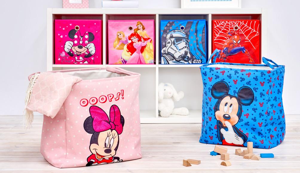 SKLÁDACÍ BOX s potiskem Minnie Mouse, Princess, Spidermana nebo Star Wars, rozměry: 30 30 30 cm KOŠ NA HRAČKY s praktickými uchy a potiskem