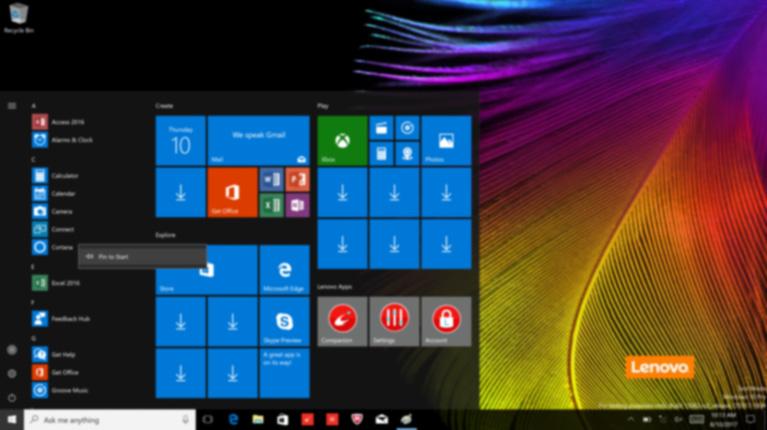 Individuální nastavení Start menu Můžete nastavit individuální Start menu použitím vašich oblíbených aplikací.