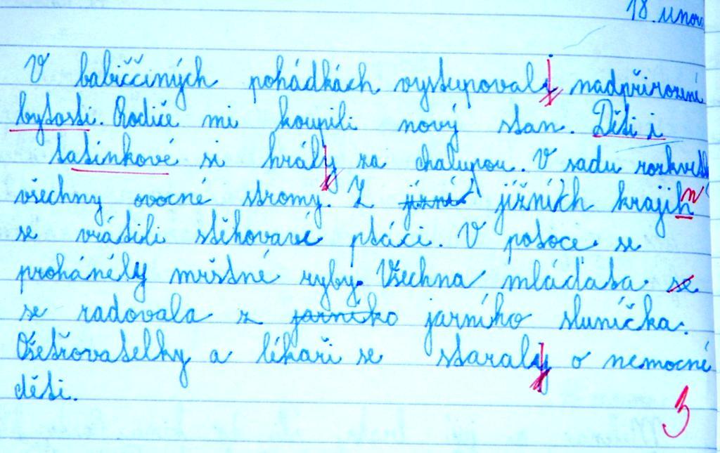 Cvičení s více pravopisnými jevy (únor 2014) Toto cvičení bylo pro dívku obtížné (obrázek č. 6).