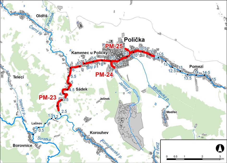 1. LOKALIZACE Předmětem řešeného území je úsek na toku Bílý potok v km 2,697 11,246, Janský potok v km 0,000 0,435 a na přítoku od Cihelny v km 0,000 0,356 Obr. č. 1 Přehledná mapa řešeného území 2.