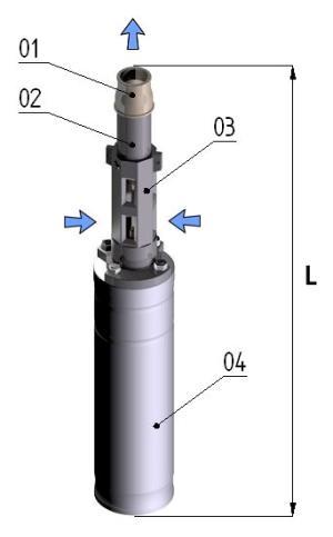 Motor a hydraulika je propojena pomocí spojky motoru která je vsunuta pryžovým kloubem do vřetene a zajištěna zajišťovacími kroužky.