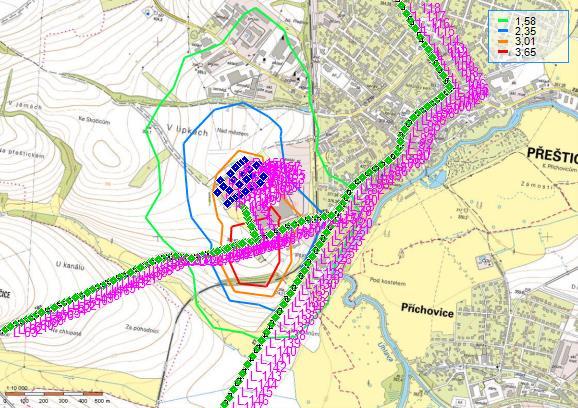 4.2.5. Maximální denní koncentrace PM10 příspěvky realizovaného záměru [ g/m 3 ] 4.2.6.