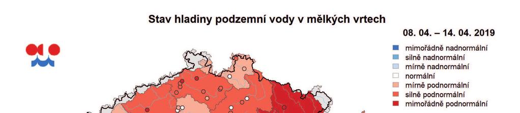 E. Podzemní vody Stav podzemních vod je hodnocen podle zařazení na křivku překročení hladiny ve vrtu příslušného týdne referenčního období 1981 21.