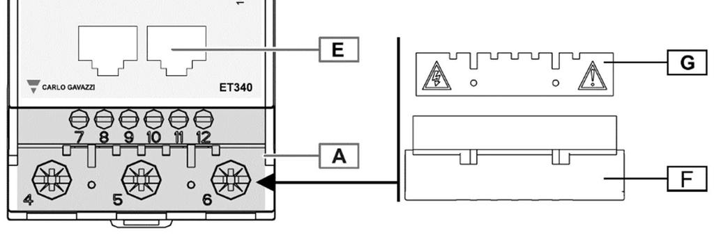 9 Popis typového označení elektroměru ET340DIN AVx 3 X a1 X Typová X: napájení přímo S1: Modbus X: nepoužito řada z měřících svorek RS485 AV2: 208-400 VL-L ac 5(65) A přímé měření 1.