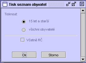 4. Seznam dětí vytiskněte tlačítkem Tisk bez dotazu 97.